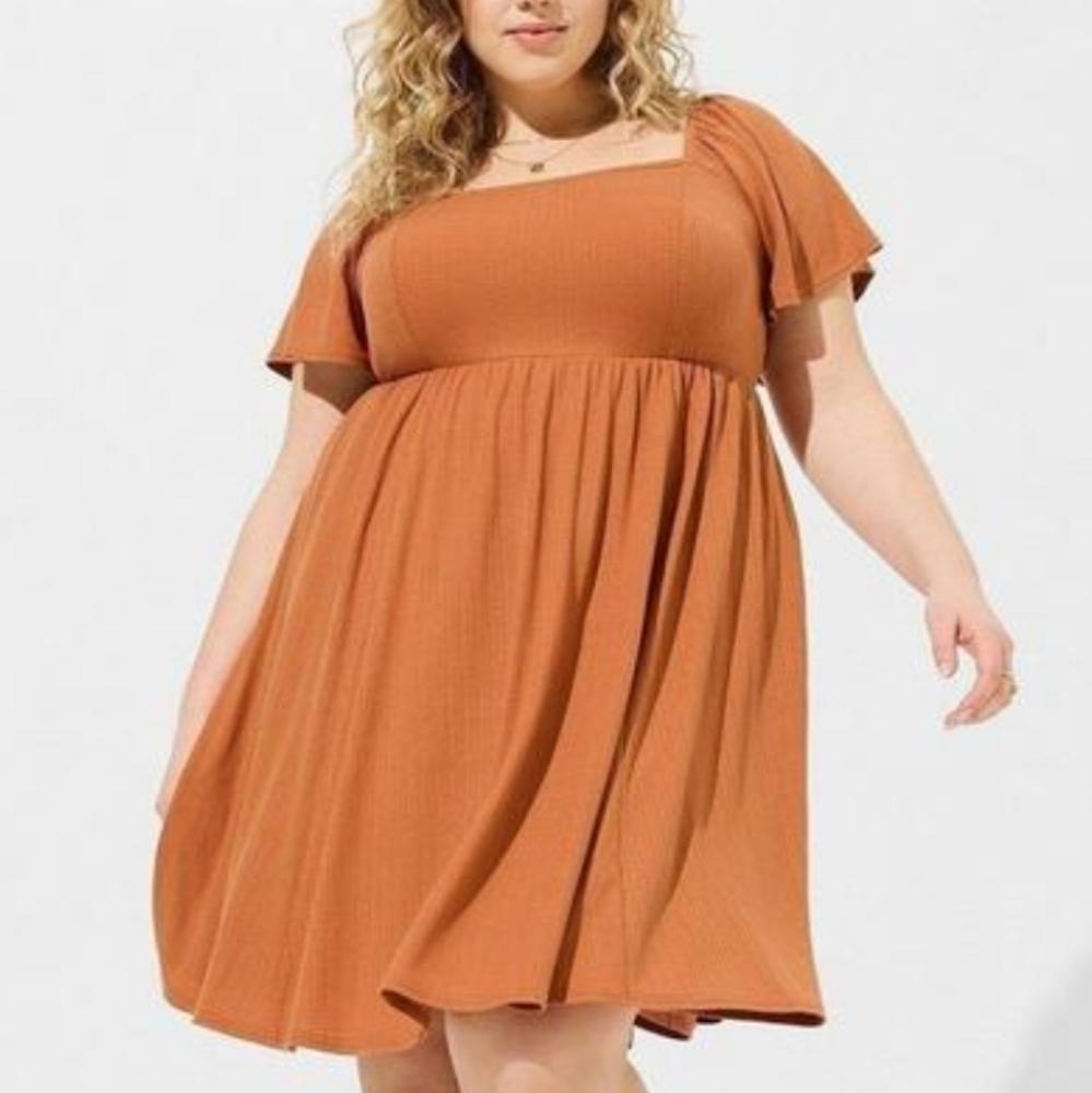 Torrid Mini Textured Knit Flutter Back Tie Dress